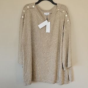 NWT 2XL Gold Calvin Klein Knit Sweater